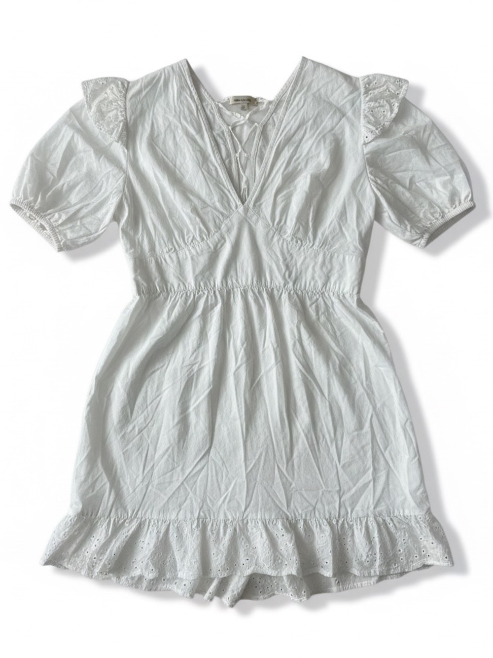 Violet Romance ASOS White Eyelet Cottagecore Boho Flowy Lace-Up  cotton Dress